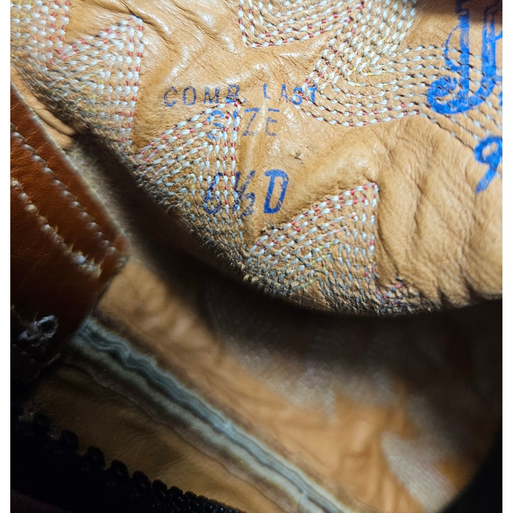 JUSTIN Vintage Exotic Caiman Crocodile Western Boots Brown Zippered Men 6.5 D W8 - Picture 10 of 10